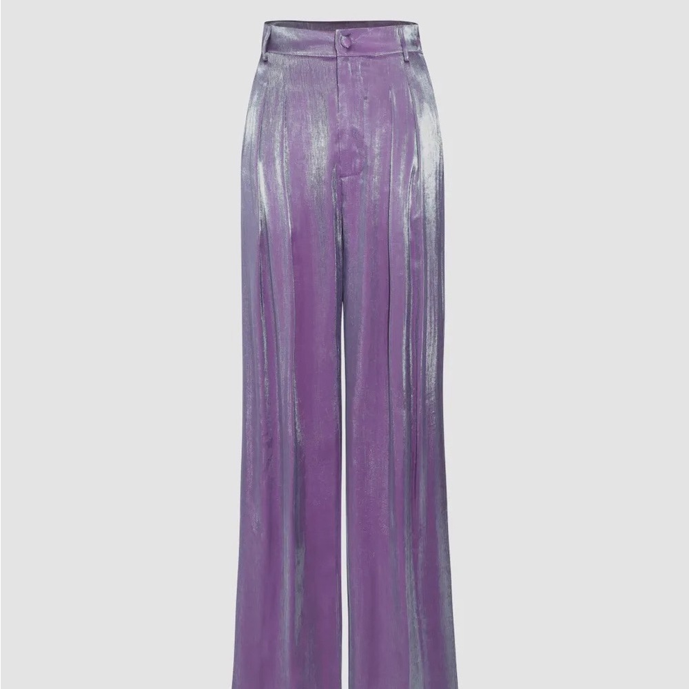 Cider Metallic Stitch Wide Leg Trousers Purple Women’s Size Large